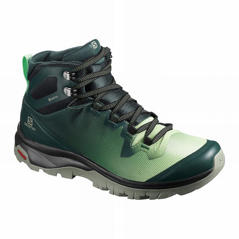 Chaussures De Randonnée Salomon Femme Vert / Grise - Salomon VAYA MID GORE-TEX - France (2047-MKGAW)